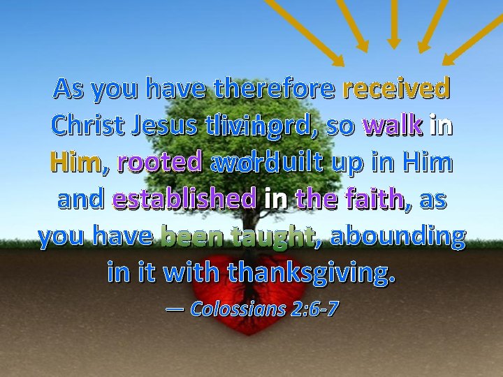 As you have therefore received ord so walk in Christ Jesus the Lord, living