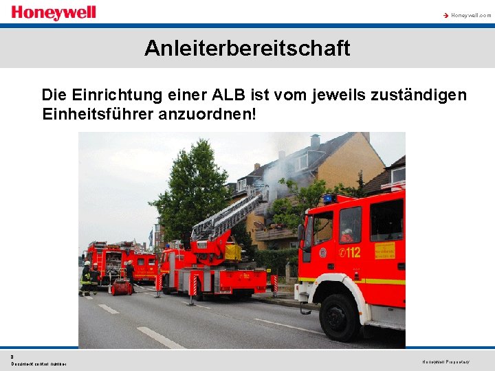 à Honeywell. com Anleiterbereitschaft Die Einrichtung einer ALB ist vom jeweils zuständigen Einheitsführer anzuordnen!