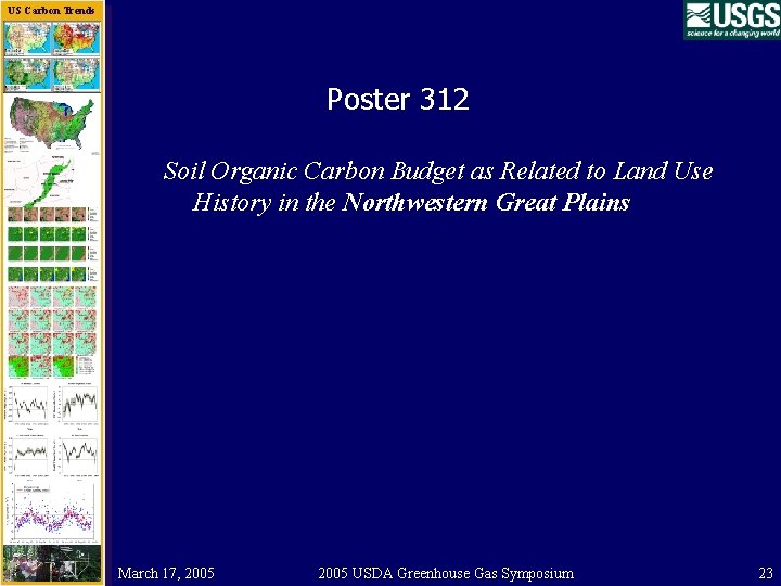 US Carbon Trends Poster 312 Soil Organic Carbon Budget as Related to Land Use