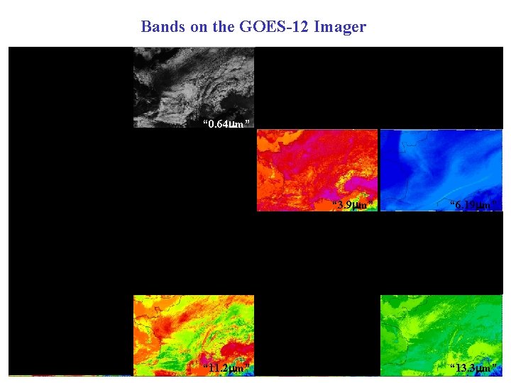 Bands on the GOES-12 Imager “ 0. 47 m” “ 0. 64 m” “