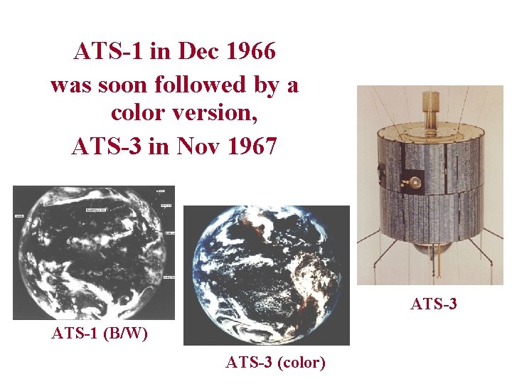 ATS-1 in Dec 1966 was soon followed by a color version, ATS-3 in Nov