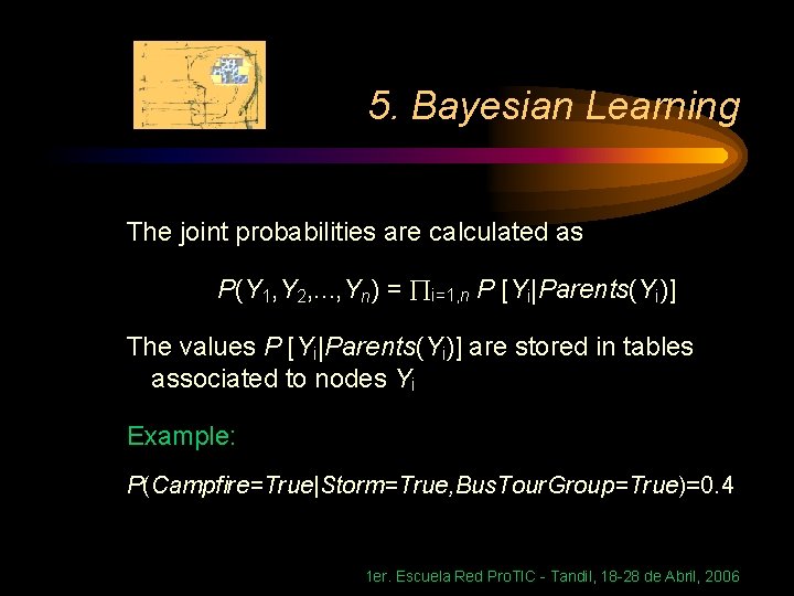 5. Bayesian Learning The joint probabilities are calculated as P(Y 1, Y 2, .