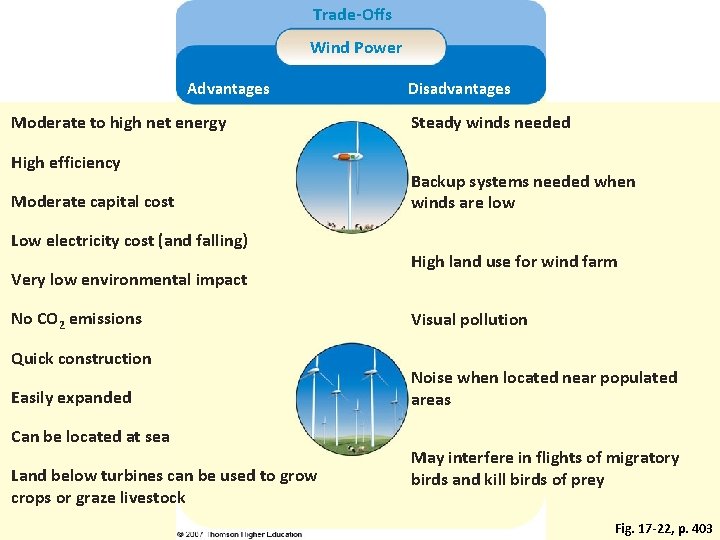 Trade-Offs Wind Power Advantages Moderate to high net energy High efficiency Moderate capital cost