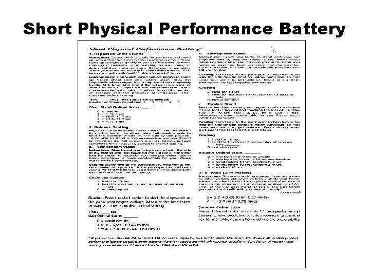 Short Physical Performance Battery 