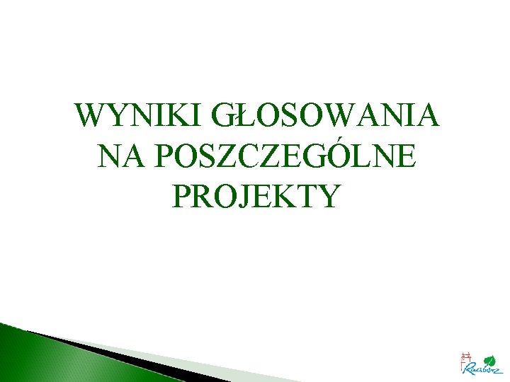 WYNIKI GŁOSOWANIA NA POSZCZEGÓLNE PROJEKTY 