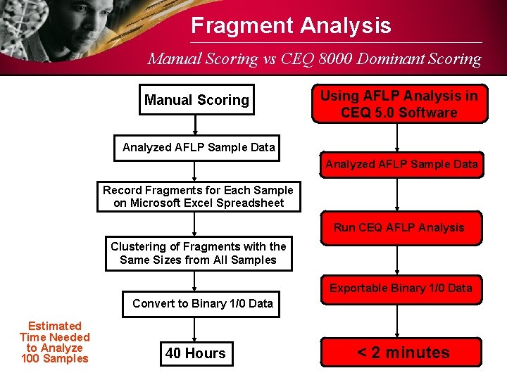 Fragment Analysis Manual Scoring vs CEQ 8000 Dominant Scoring Manual Scoring Using AFLP Analysis