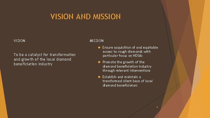 VISION AND MISSION VISION MISSION Ensure acquisition of and equitable To be a catalyst