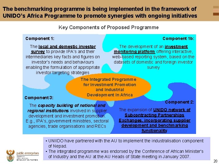 The benchmarking programme is being implemented in the framework of UNIDO’s Africa Programme to