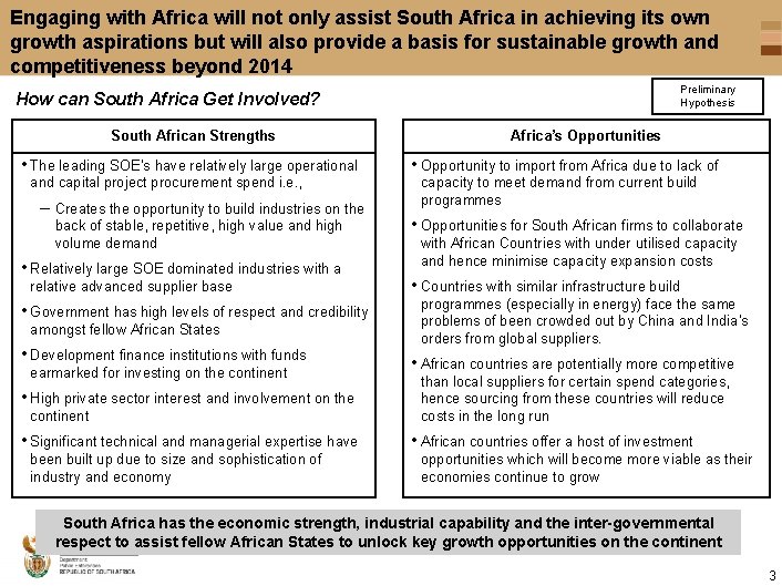 Engaging with Africa will not only assist South Africa in achieving its own growth