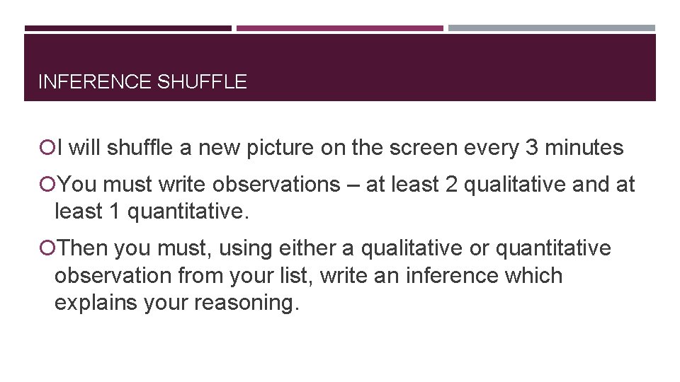 INFERENCE SHUFFLE I will shuffle a new picture on the screen every 3 minutes