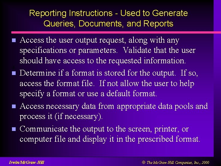 Reporting Instructions - Used to Generate Queries, Documents, and Reports n 4. n n