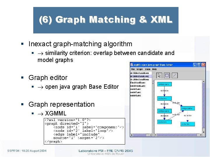 (6) Graph Matching & XML § Inexact graph-matching algorithm § similarity criterion: overlap between