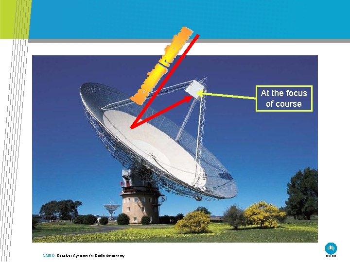 At the focus of course CSIRO. Receiver Systems for Radio Astronomy 