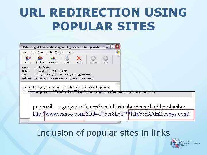 URL REDIRECTION USING POPULAR SITES Inclusion of popular sites in links 