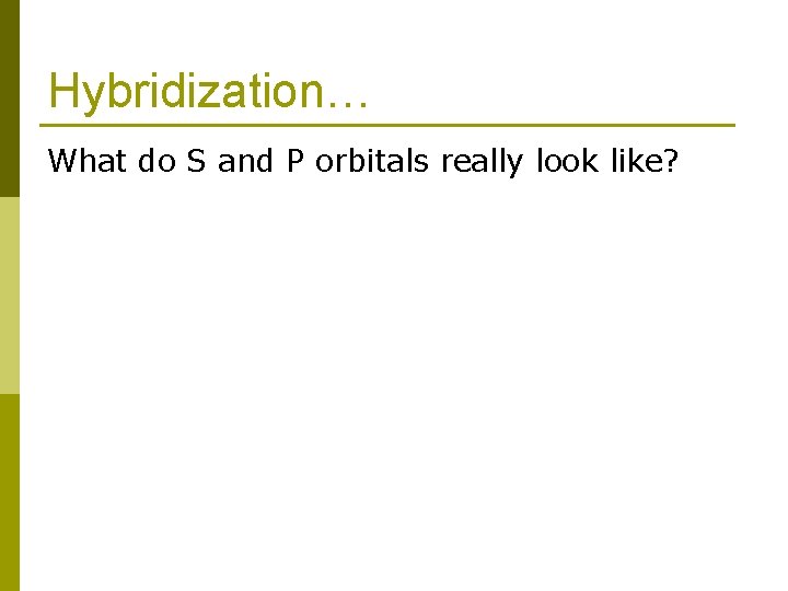 Hybridization… What do S and P orbitals really look like? 