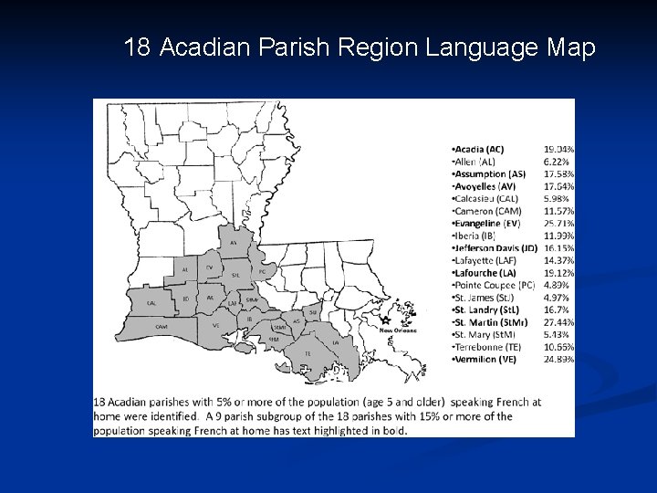 18 Acadian Parish Region Language Map 