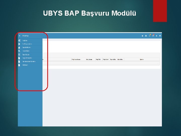 UBYS BAP Başvuru Modülü 