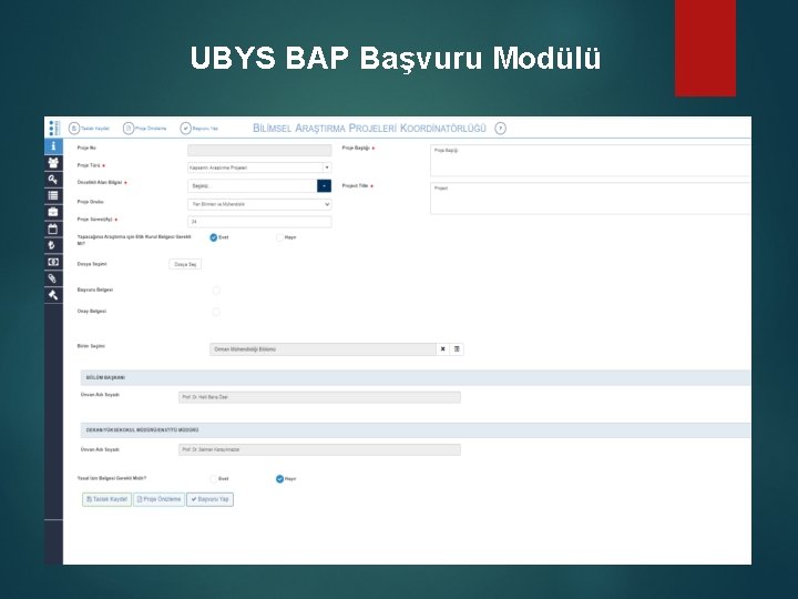 UBYS BAP Başvuru Modülü 