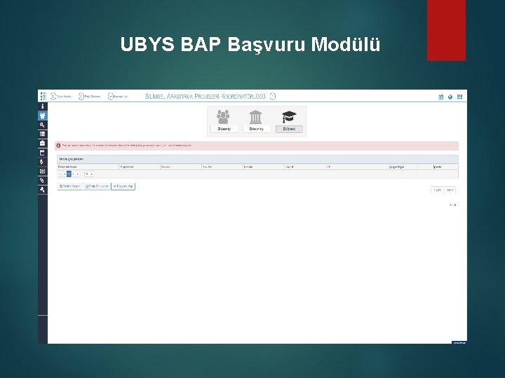 UBYS BAP Başvuru Modülü 