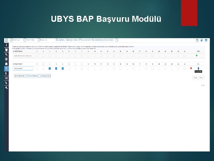 UBYS BAP Başvuru Modülü 