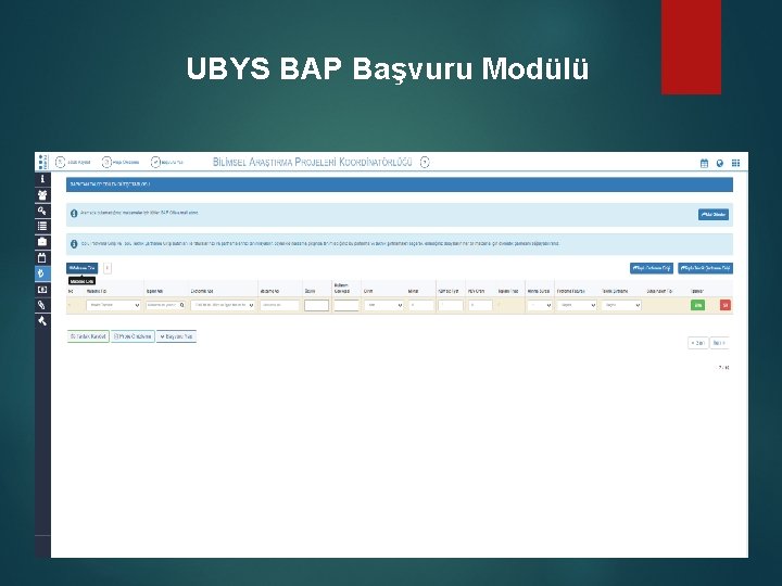 UBYS BAP Başvuru Modülü 