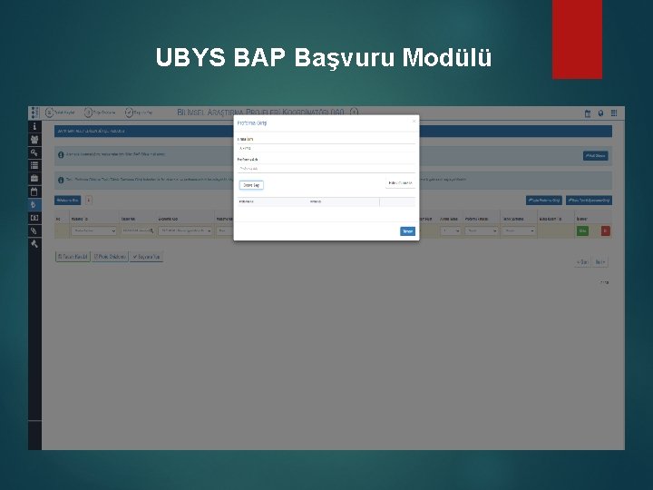 UBYS BAP Başvuru Modülü 