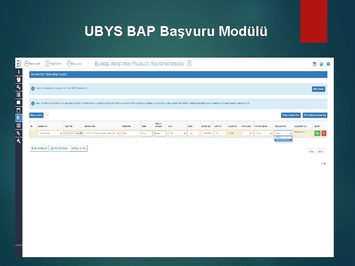 UBYS BAP Başvuru Modülü 