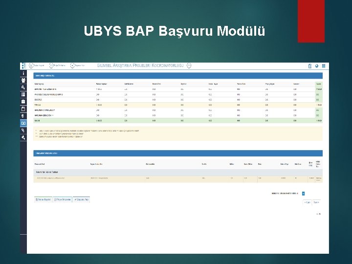 UBYS BAP Başvuru Modülü 