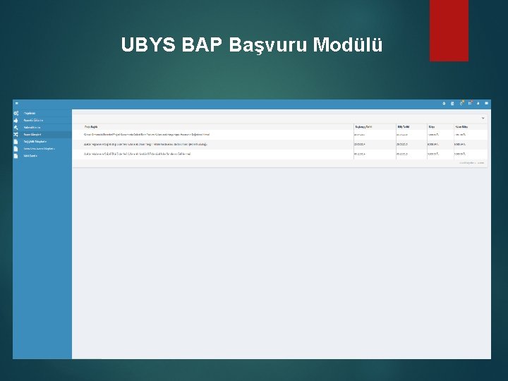 UBYS BAP Başvuru Modülü 