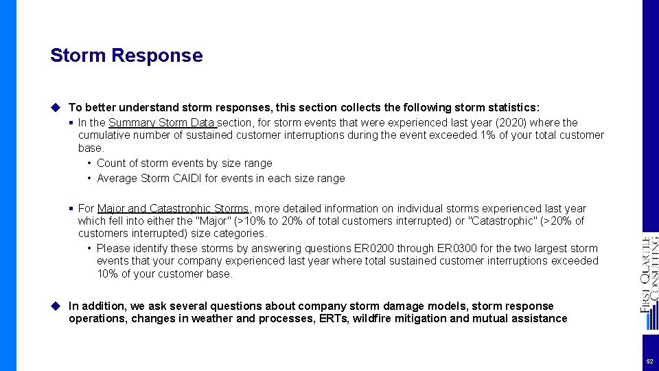 Storm Response ◆ To better understand storm responses, this section collects the following storm