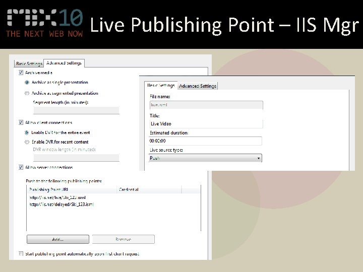 Live Publishing Point – IIS Mgr 