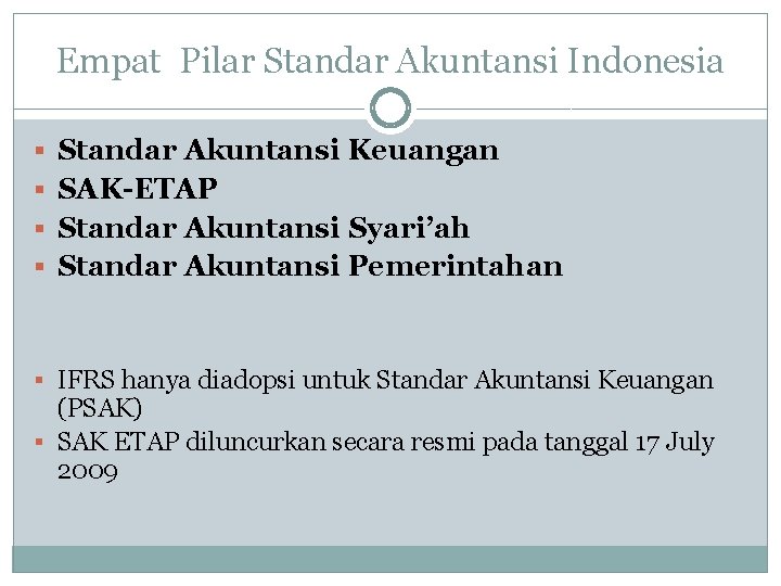 Empat Pilar Standar Akuntansi Indonesia § Standar Akuntansi Keuangan § SAK-ETAP § Standar Akuntansi