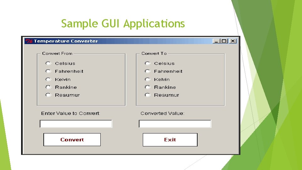 Sample GUI Applications Sample GUI Applications