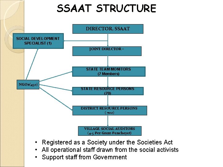 SSAAT STRUCTURE DIRECTOR, SSAAT SOCIAL DEVELOPMENT SPECIALIST (1) JOINT DIRECTOR – STATE TEAM MONITORS