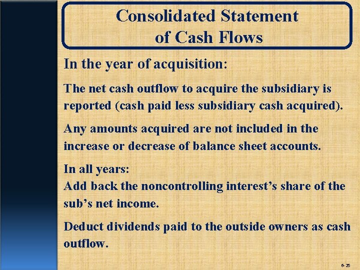 Consolidated Statement of Cash Flows In the year of acquisition: The net cash outflow