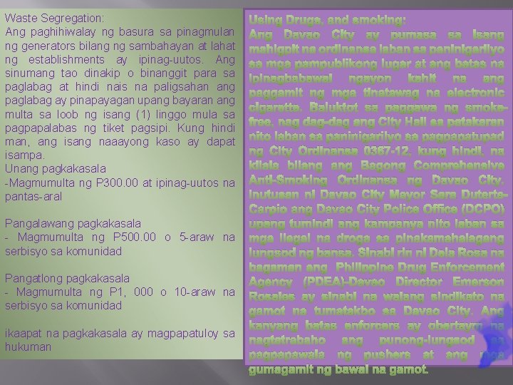 Waste Segregation: Ang paghihiwalay ng basura sa pinagmulan ng generators bilang ng sambahayan at