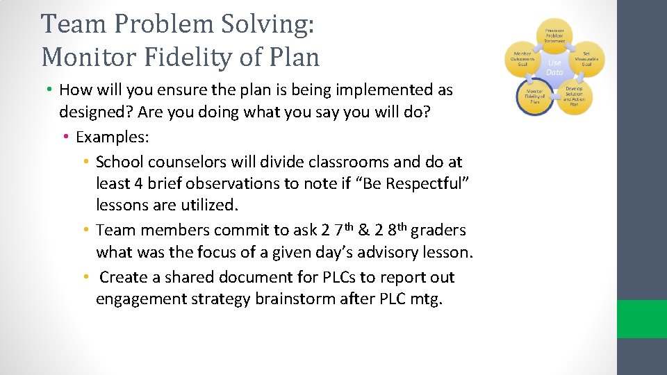 Team Problem Solving: Monitor Fidelity of Plan • How will you ensure the plan Team Problem Solving: Monitor Fidelity of Plan • How will you ensure the plan