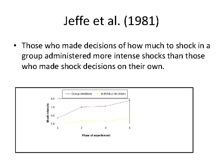 Jeffe et al. (1981) • Those who made decisions of how much to shock