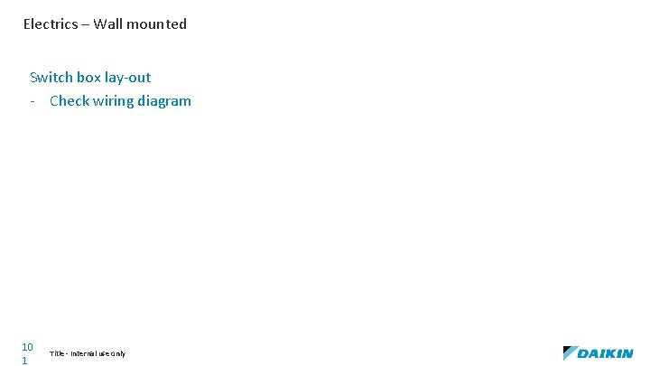 Electrics – Wall mounted Switch box lay-out - Check wiring diagram 10 1 Title