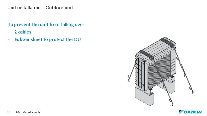 Unit installation – Outdoor unit To prevent the unit from falling over - 2
