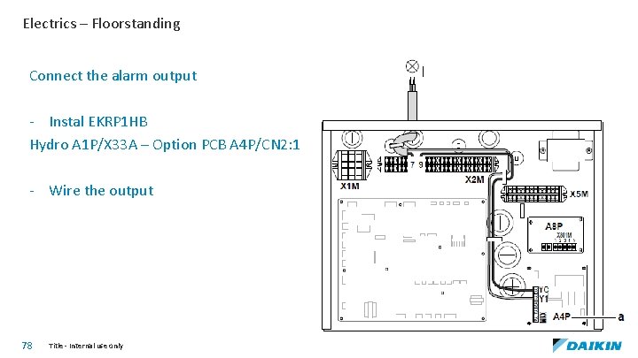 Electrics – Floorstanding Connect the alarm output - Instal EKRP 1 HB Hydro A