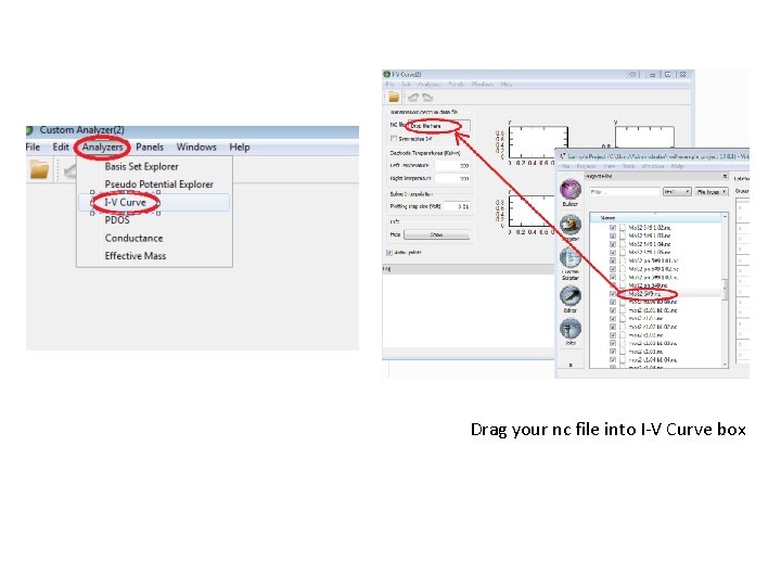 Drag your nc file into I-V Curve box 