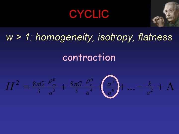 CYCLIC w > 1: homogeneity, isotropy, flatness contraction 