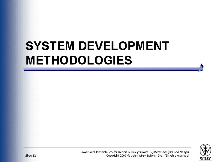SYSTEM DEVELOPMENT METHODOLOGIES Slide 12 Power. Point Presentation for Dennis & Haley Wixom, Systems
