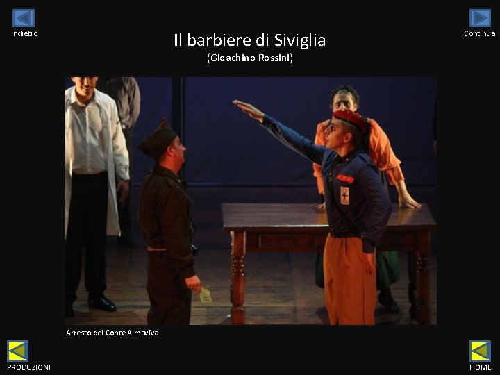 Il barbiere di Siviglia Indietro Continua (Gioachino Rossini) Arresto del Conte Almaviva PRODUZIONI HOME