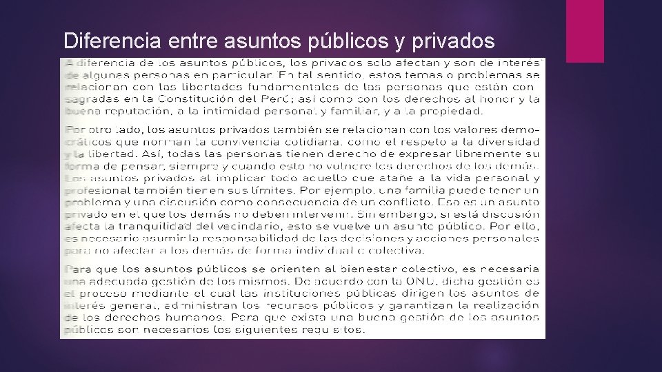 Diferencia entre asuntos públicos y privados 