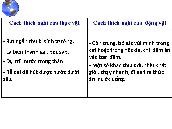 Cách thích nghi của thực vật - Rút ngắn chu kì sinh trưởng. -