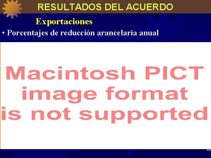 RESULTADOS DEL ACUERDO Exportaciones • Porcentajes de reducción arancelaria anual 