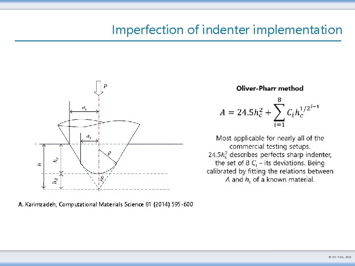Imperfection of indenter implementation A. Karimzadeh, Computational Materials Science 81 (2014) 595 -600 ©