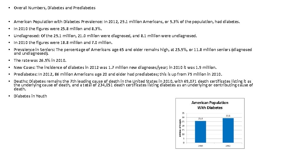  • Overall Numbers, Diabetes and Prediabetes • • • American Population with Diabetes